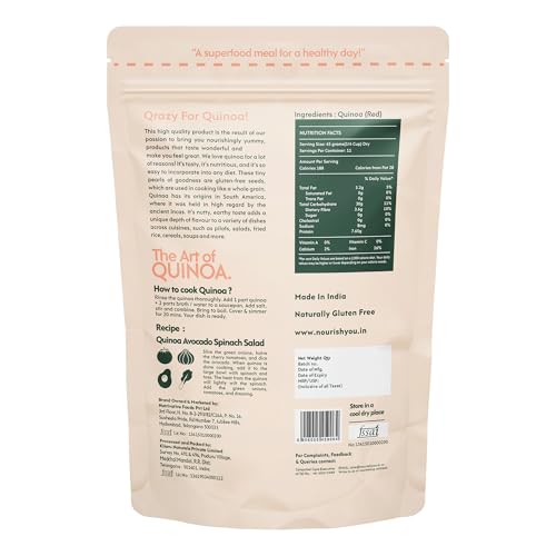 Image of Nourish You Red Quinoa Seeds 500G | Premium Certified Grain | Gluten Free | High Protein | Fibre Rich Healthy Diet Food For Breakfast Cereal, Pilafs, Soups & Salads (Pack of 1)