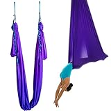 wellsem 5 Yards(5m/Set) Elastic Yoga Pilates Swing Aerial Yoga Hammock with Carabiner & Daisy Chain