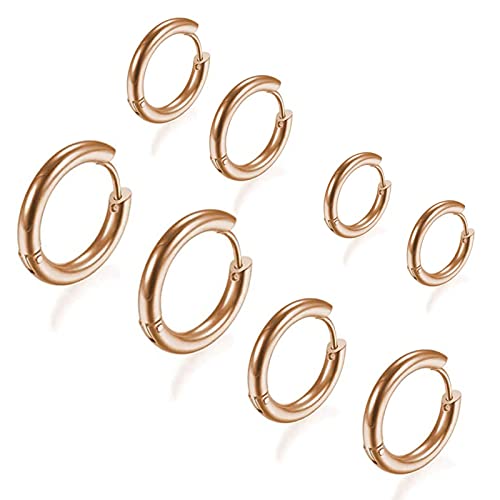 Krstudent Hoop Earrings Set 18K Gold Plated Earrings Hoops Jewelry Lightweight Hoop Earring for Women Men (C - 4 pairs gold(8mm/12mm/16mm/20mm))