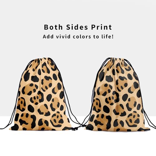 Image of Nerxy Brown Leopard Gymnastics Grip Bag - Leopard Print Drawstring Gym Bag for Gymnasts Cheetah Gymnastic Grip Bags Animal String Bag Pouch for Travel Sports