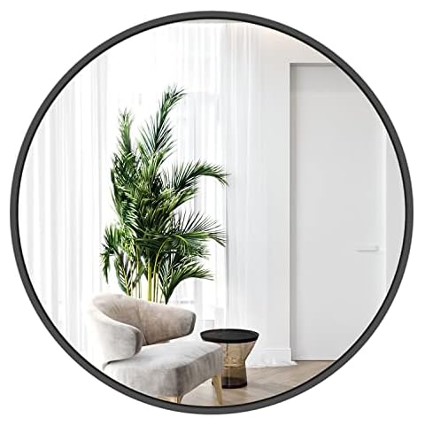 36" Circle Wall Mirror,Black Round Wall Mirror,Large Metal Framed Decorative Bathroom Mirror for Bedroom, Living Room, Entryways, Washrooms and More Cover