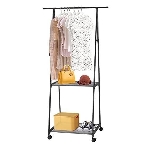 Youyijia Small Clothes Rails 55x42x160cm Clothing Coat Rack Clothing Rail for Bedroom Hanging Rail for Clothes Children's Garment Dress Hanging Display Stand with Shoe Storage Shelf Black