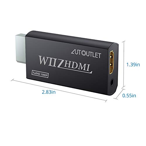 Image of AUTOUTLET Wii to HDMI Converter WII2HDMI Wii Signal to HDMI Support 720P 1080P 3.5MM Audio HD Video Output Adapter with 1M HDMI Cable for Nintendo Wii