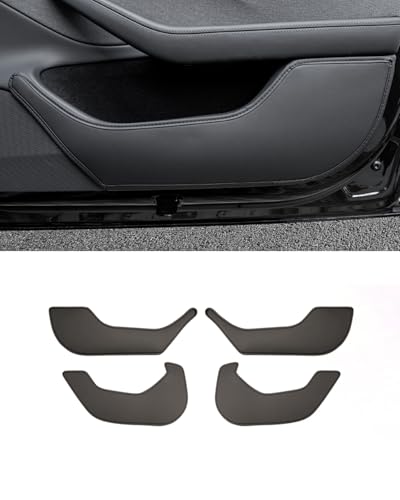 Car Door Anti Kick Pad，Model 3 Leather Fabric D oor Panel Protectors Compatible with Tesla Model 3 Highland Interior Accessories (Set of 4) (Model 3 Highland Door Panel Protector)