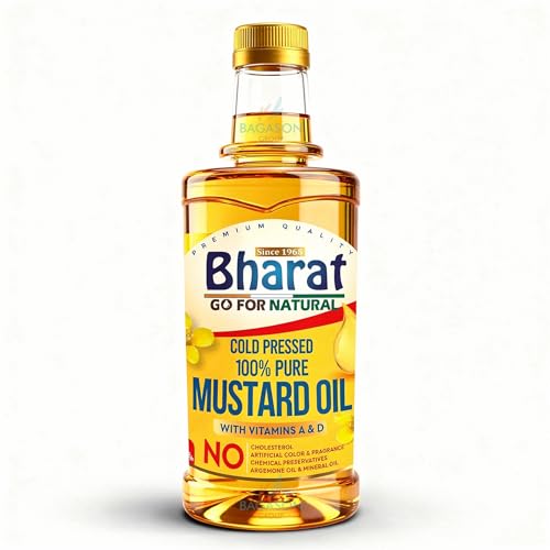Bharat Pure Mustard Oil 2 Litre | Kachi Ghani Cold Pressed | Authentic Indian Cooking Oil | Rich in MUFA & PUFA | Strong Aroma & Flavor