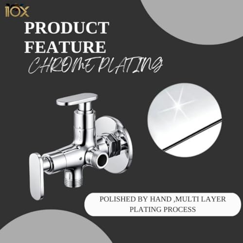 Image of 10X Brass Angle Cock Two In One AV-8633 Wall Mount Chrome Plated