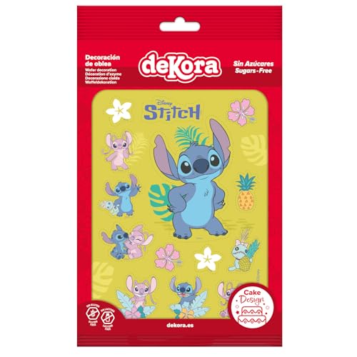 Dekora, Stitch Essbare Muffinaufleger, Ausgeschnittene Oblate Muffindeko, Kindergeburtstag Esspapier Tortendeko Stitch & Angel
