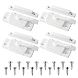 4 Pcs Window Locks, Replacement Window Locks, Sliding Window Sash Locks, Durable White Cam Locks for Single and Double-Hung Windows, Secure Vertical and Horizontal Sliding Window Installation