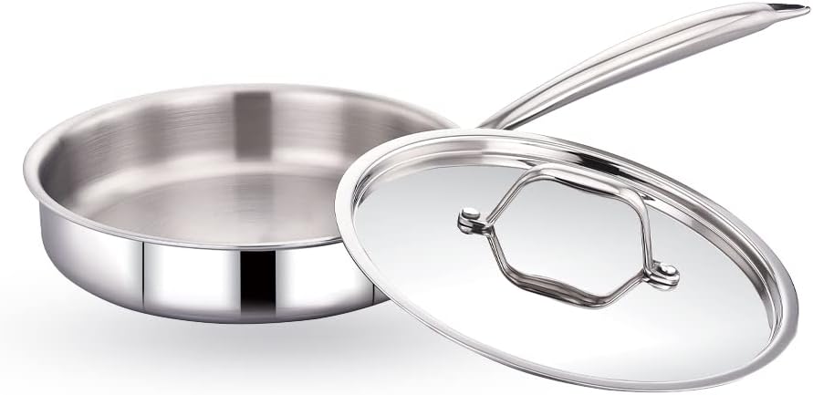 MAXIMATriply Stainless Steel Fry Pan with Heat Resistant Handle, Induction Bottom, Silver (18cm Diameter, 0.75ltr)