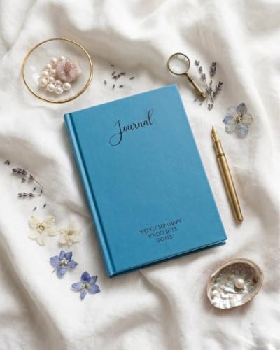 Image of Unruled Premium Hardcover Journal Notebook | Weekly Summary, To-Do Lists & Goal Planner | Undated Productivity Journal | A5 Size, Smooth Writing Pages | 100gsm Thick Paper, 80 Sheets /160 Pages Per Book | Elegant Notebook for Work, Study & Personal Planning (SKY BLUE, Unruled)
