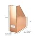 Blu Monaco Rose Gold Magazine Holder File Organizer Box- Foldable - Set of 4 - Desk Organizer