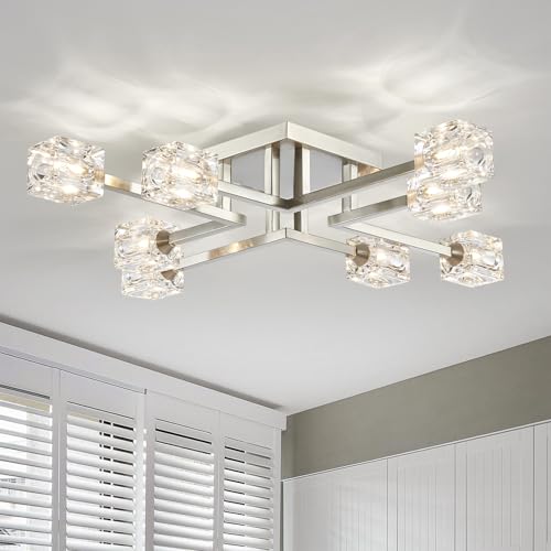 XINGQI 8-Lights Semi Flush Mount Ceiling Light Fixture, Modern Chandelier