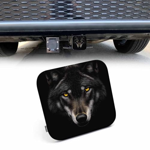 Beabes Wolf Trailer Hitch Covers Black Wolf Head Heavy Duty Receiver Tube Cover 2 Inch, Towing Hitch Plug Covers Hitch Caps for RVs SUVs Trucks and Cars