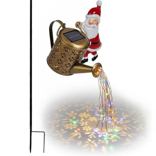 Lampe solaire de Noël Père Noël et arrosoir lumineux étanche pour jardin