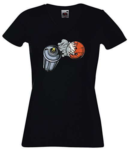 pinkelephant - T-Shirt V-Ausschnitt Damen otiv Sport malen Basketball Mannschaft Cover