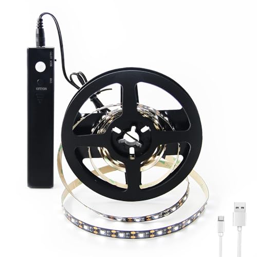 VST 6.56 ft Led Strip Light, Motion Sensor LED Tape Light with Battery Operated for Closet Wardrobe Stair Under Counter Cabinet Bedroom (6500K Cool White)