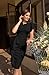 Memoriesea Women's Vintage Church Ruffle Sleeve Ruched Bodycon Work Midi Pencil Dress Black