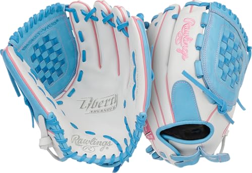 Rawlings | Liberty Advanced Series SOFBALL Glove | 12.5" | Right Hand Throw | White/Columbia Blue
