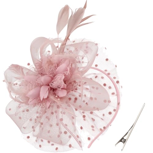 Image of DRESHOW Fascinators Hat Feather Headband Women's Fascinators Tea Party Headwear with Clip Flower Head Band for Girls & Women
