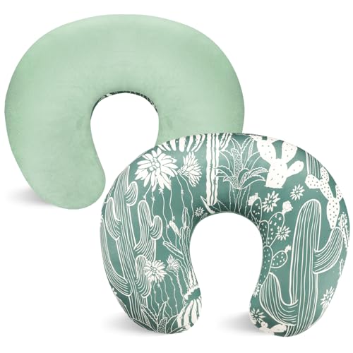 Image of Nursing Pillow Cover 1 Pack, DAYEEBALL Double-Sided Removable Nursing Cover for Baby Girls Boys Newborn, Stretchy and Soft Reversible Slipcover for Breastfeeding Pillow, Cactus (Only Cover)
