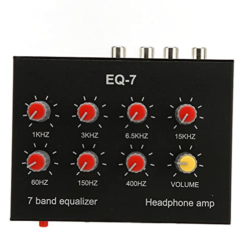 7 Band Sound Equalizer, Zweikanal, mit 12 DB Hoher Basseinstellung,Eingangsausgang, Aluminiumlegierung, 3,5 mm Schnittstelle, Kompatibel mit Kopfhörern für Car
