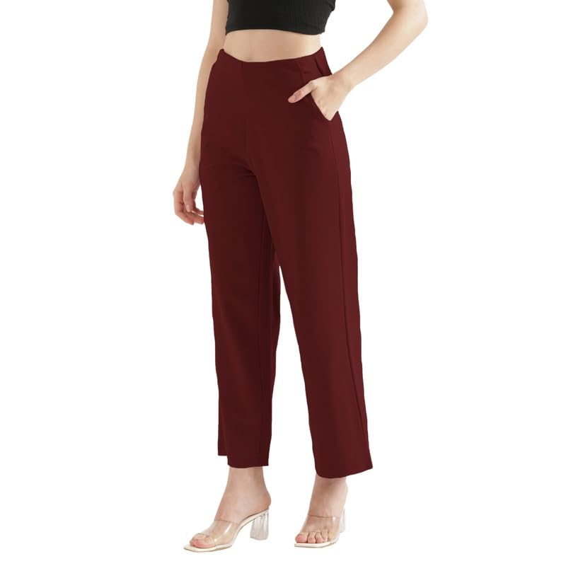 Image of SAADAA Palazzo Pants for Women Half-Elasticated Waistband | Palazzo for Women in Airy Linen Fabric | Regular Fit Mid Rise Waist & Deep Pockets | Versatile Formal & Casual Wear |