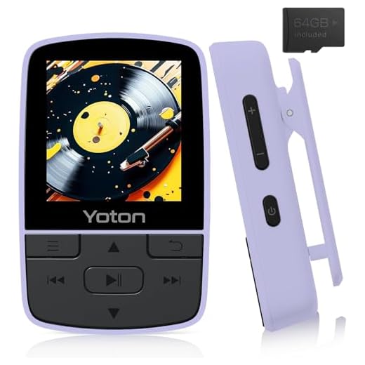 YOTON Reproductor MP3 Bluetooth 5.2 de 64 GB de Memoria, Radio FM, grabación de Voz, Control de Volumen Independiente, Incluye Auriculares, Ampliable hasta Tarjeta SD de 128 GB, Color Morado