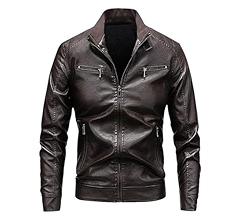 Retro Multi-Pocket Stand Collar Motorcycle Leather Jacket