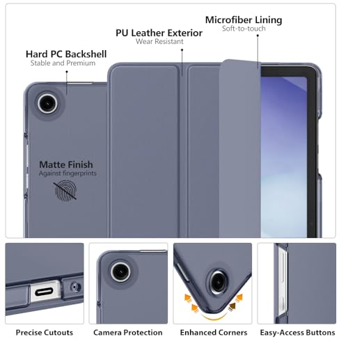 Image of MoKo for Samsung Galaxy Tab A11 Plus / A11+ Case 11 Inch 2026, Galaxy Tab A9 Plus / A9+ Case 11 Inch 2024, Slim Stand Hard PC Translucent Back Shell Smart Cover, Auto Wake /Sleep, Haze Purple