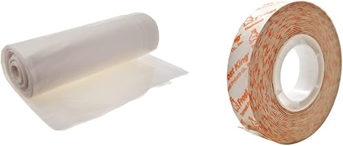 Miniatura 1 de Frost King P10256W lámina de polietileno 10 x 25 x 6 mil cinta de montaje transparente y doble cara 12 x 54 pies para 3 ventanas