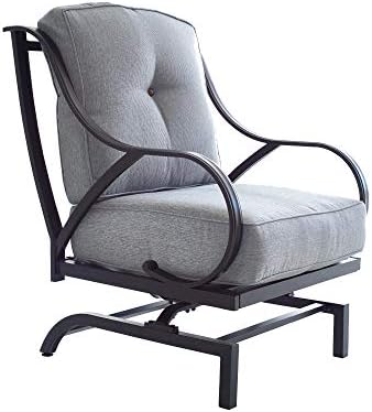 LOKATSE HOME Patio Chair Motion Spring Single Armchair Black Meta...