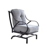 Top Space Rocking Motion Patio Chair Outdoor Deep Seating Club Chair Metal Furniture Set with Soft C