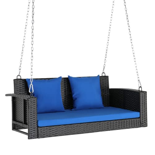 VINGLI Rattan-Veranda-Schaukel mit Kissen 1,2m
