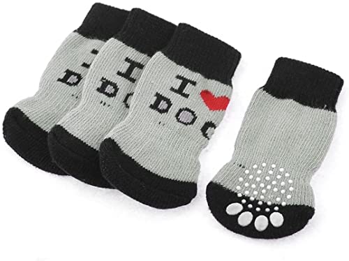 XYWHPGV 2 Pairs Heart Paw Print Warm Knitted Socks Grey (6fdfa 3ee57 d5421 fc6bc 60190 734c3