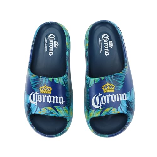 Bioworld Corona Palm Leaf Logos Men's Blue Single Molded Slide Sandals2