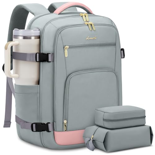 Image of LOVEVOOK 40L Travel Backpack for Women Flight Approved, Carry on Backpack for Airplanes, TSA Personal Item Travel Bag, Waterproof 17 Inch Laptop Backpack, Business Weekender Overnight Daypack, 3Pcs