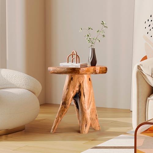 GJRIEFD 18.9 inch Live Edge Wood Stool, Live Edge Wood Stool, Freeform Mushroom Side Table Natural Plant Stand for Garden, Yard, Living Room, Bedroom by GJRIEFD - Used condition - US$126.71