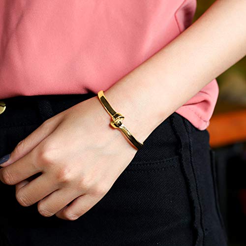 Wistic Gold Bracelet For Women With Love Jewelry Stainless Steel Knot Tie Bangle Cuff Chunky Clover Heart Gold Rose Gold Silver Plated Bracelets For Girls #TOP4
