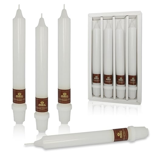 XINAOBAOLUO Taper Candles White 8INCH Unscented Smokeless Dripless 4 Count Classic Wedding General Home Decor