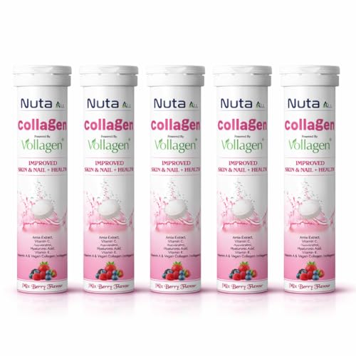 Image of Collagen Effervescent Tablets | Vegan Collagen (Vollagen), Vitamin C & Hyaluronic Acid | Skin Glow, Hair & Nail Support | Mix Berry | 75 tablets