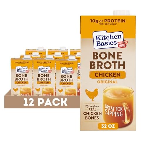 Kitchen Basics Original Chicken Bone Broth, 32 oz (Pack of 12) | No Artificial Flavors, Gluten Free, Keto Friendly, Great for Sipping, Resealable Cap | Cover