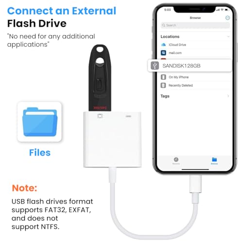Image of Verilux 2-in-1 Lighting Connector with Camera Port Compatible with iPhone 14 /13 /12 /11 /X /8 /7 /6s /SE