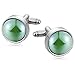 ANAZOZ Joyería de Moda 1 Par Gemelos Hombre Gemelos Camisa Acero Inoxidable Gemelos Redondo Gemelos de Hombre Gemelos Verde