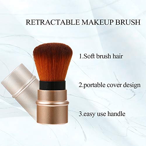 Jewelrywe 3 Colors Cosmetic Beauty Makeup Minerals Powder Brush Travel Retractable Kabuki Brush,Foudation Blush Brush Cosmetic Tool (3Pcs) #TOP3