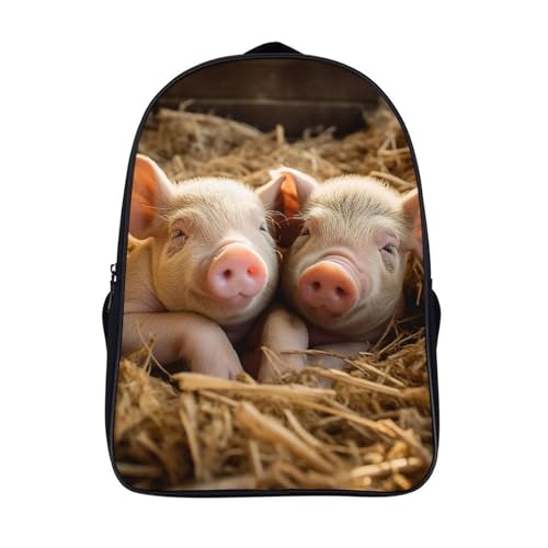 Pigs Black Backpacks for Women 16 Inch Laptop Backpack Casual Daypack Waterproof Travel Rucksack College Bag Lightweight Bookbag for Business Hiking Camping