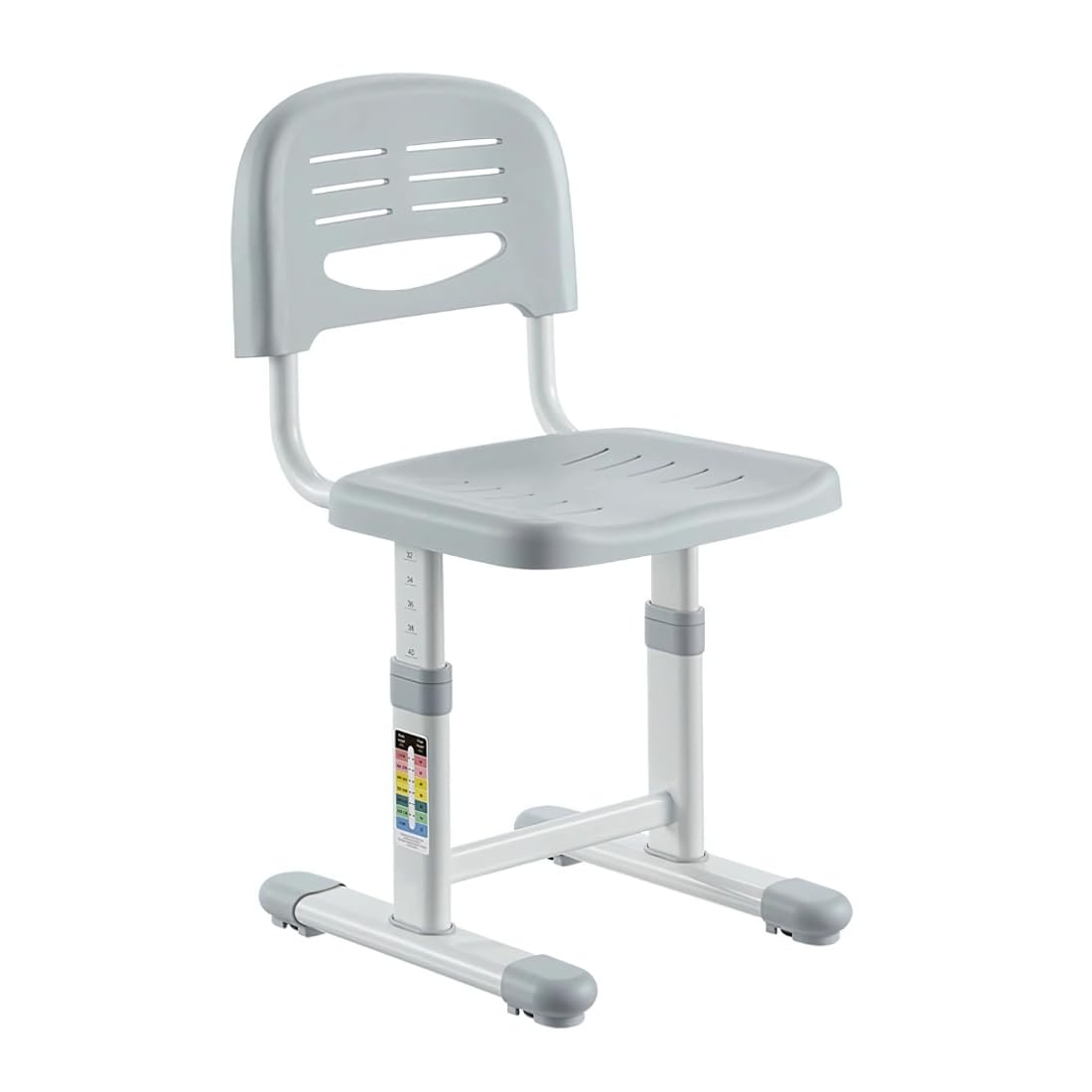 Spacetronik Silla de Escritorio Infantil sin Ruedas, Silla Ergonómica Regulable en Altura 120-160 cm, Silla de Estudio para Niños, Habitación Infantil y Deberes, Gris