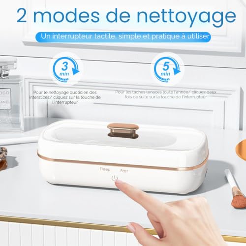 HyAdierTech Nettoyeur à Ultrasons, 350ml Ultrasons Appareil de Nettoyage, 48000Hz Machine de Nettoyage Professionnel avec 2 Modes de Nettoyage, pour Montres Bijoux Collier Montre Pièces Outil – vue 3