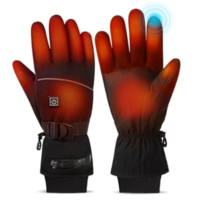 Heated Gloves for Men Women, Rechargeable Winter Hand Warmer Gloves with 3 Heating Levels, Touchscreen Waterproof Electric Heating Gloves for Outdoor Work Raynaud Skiing Hiking Cycling Hunting Camping