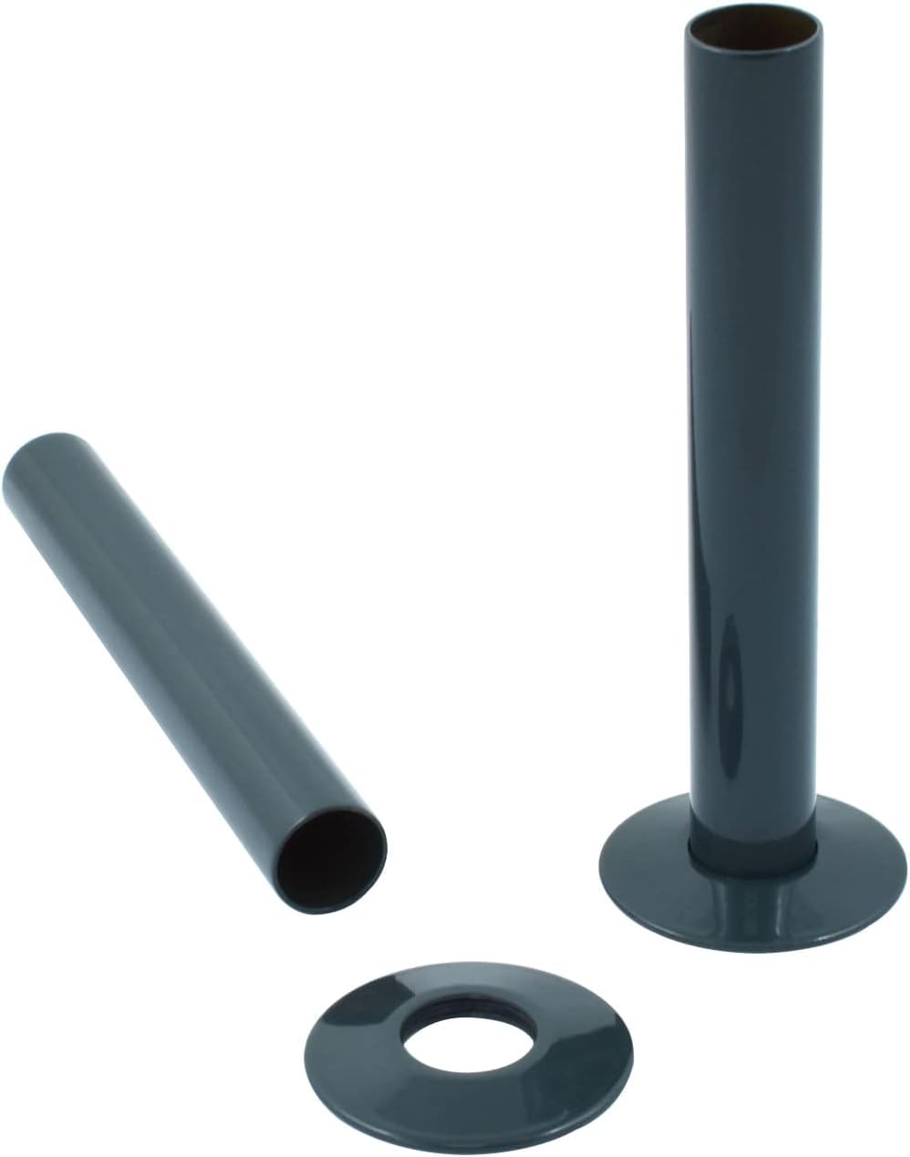 Nrg Anthracite Radiator Pipe And Collars Pair 180Mm Pipes - (15Mm Diam)