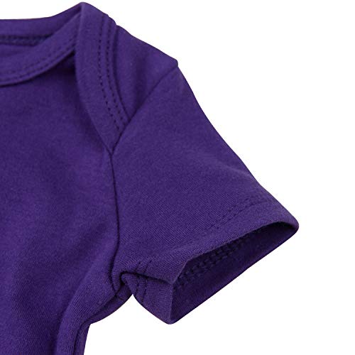 ROMPERINBOX Unisex Solid Baby Bodysuit 0-24 Months (6-9 months, Purple short sleeve)